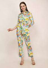 Women Cotton Blend Multicolor Abstract Printed Co-ord Set - GargiStyle