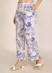 Women Floral Printed Purple Rayon Co-ord Set - GargiStyle