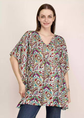 Women Multicolor Purple Design Printed Kaftan - GargiStyle