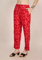 Women red floral printed Co-ord set - GargiStyle